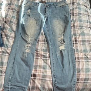 Women's Distressed Blue Jeans